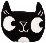 Kruissteekvormkussen kit met rug, Eva Mouton Zwarte kat