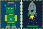 Borduurkaarten robot en raket