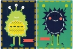 Borduurkaarten ruimtemonsters