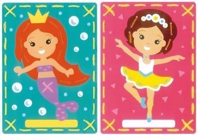 Borduurkaarten Ballerina en zeemeermin
