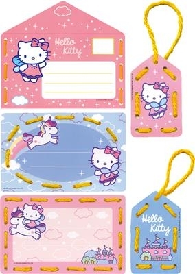 Borduurkaarten uitnodiging Hello Kitty