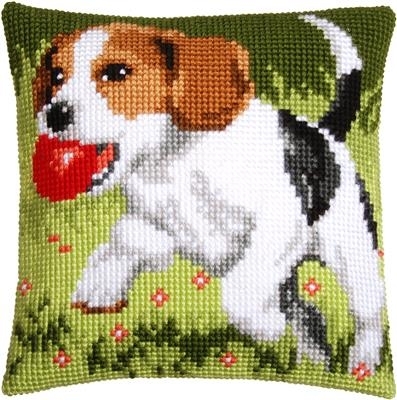 Kussen spelend hond